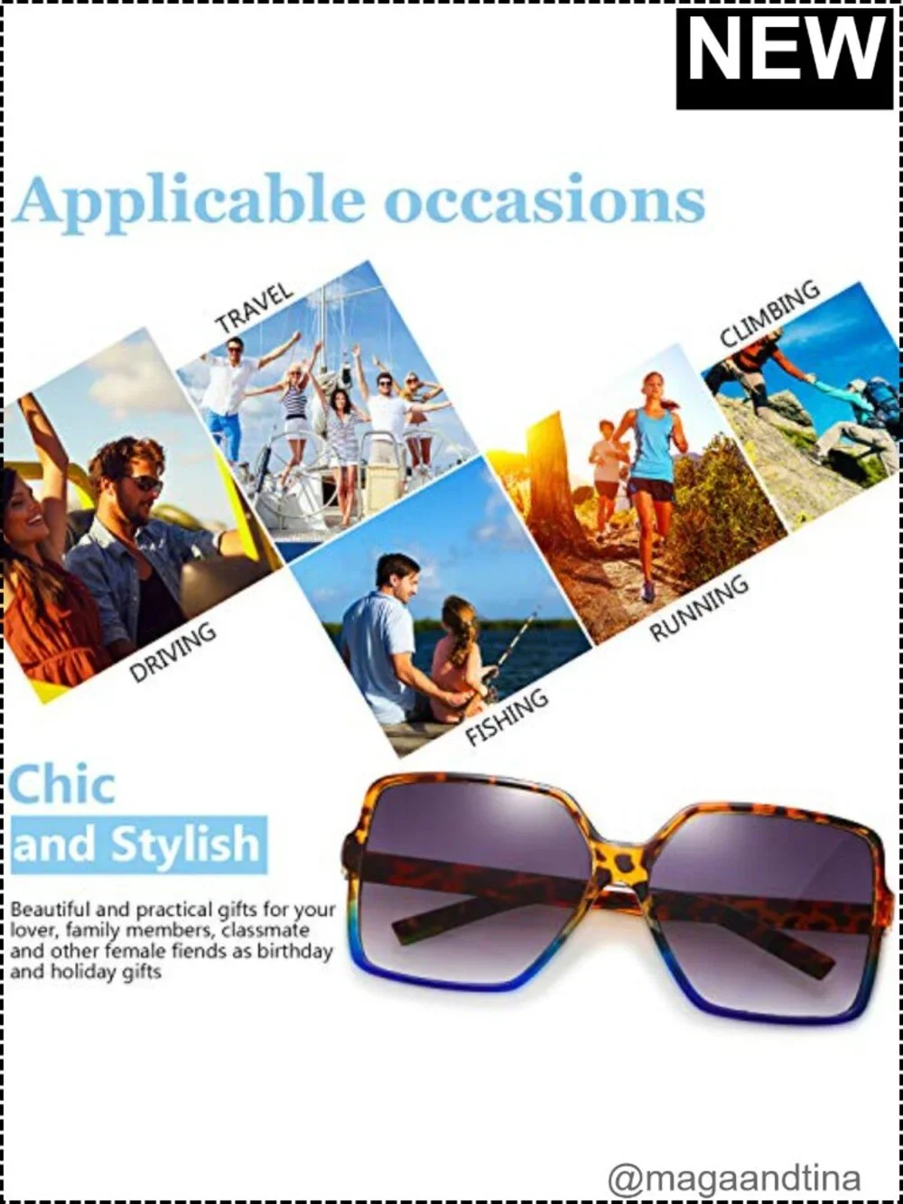 Vintage Oversized Square Sunglasses for Women with UV Protection
